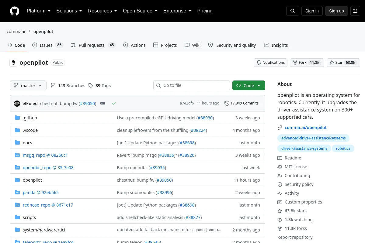 openpilot · commaai website or repository screenshot