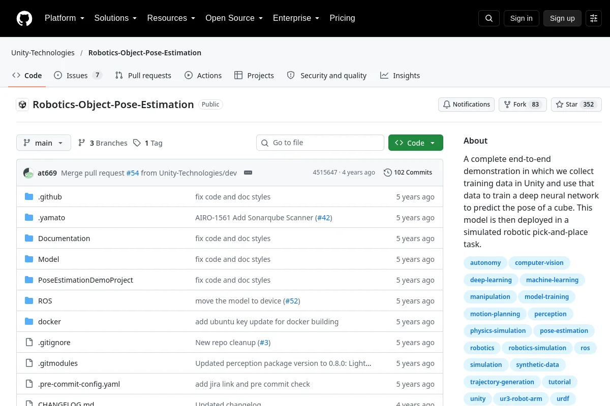 Robotics-Object-Pose-Estimation · Unity-Technologies website or repository screenshot