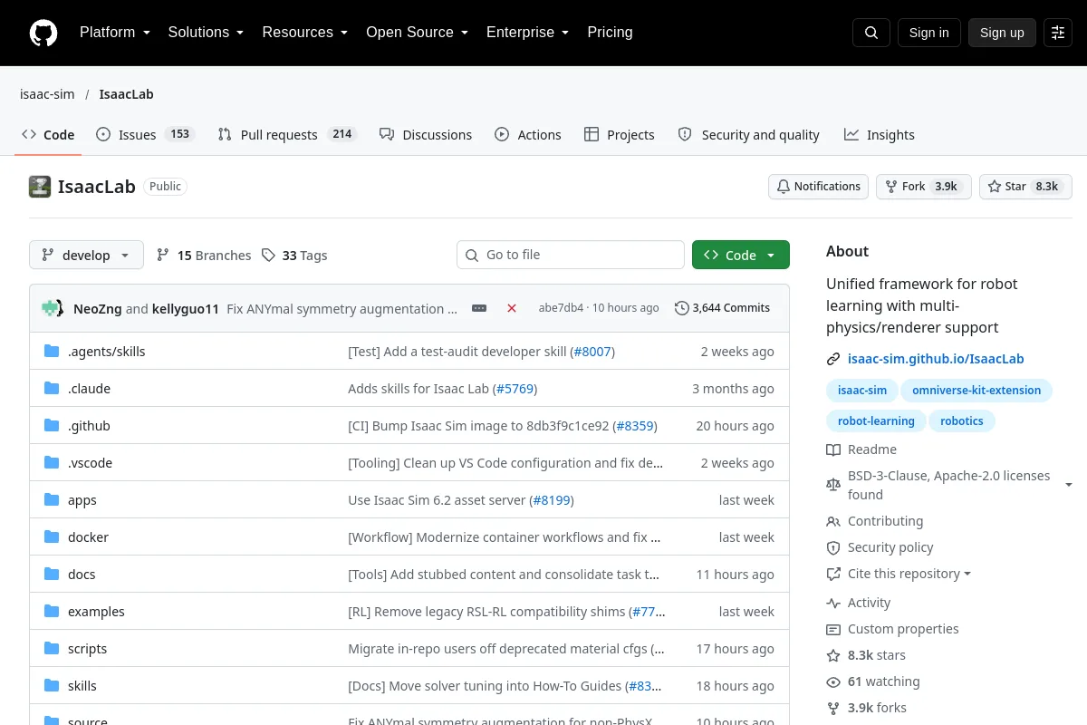 NVIDIA Isaac Lab website or repository screenshot