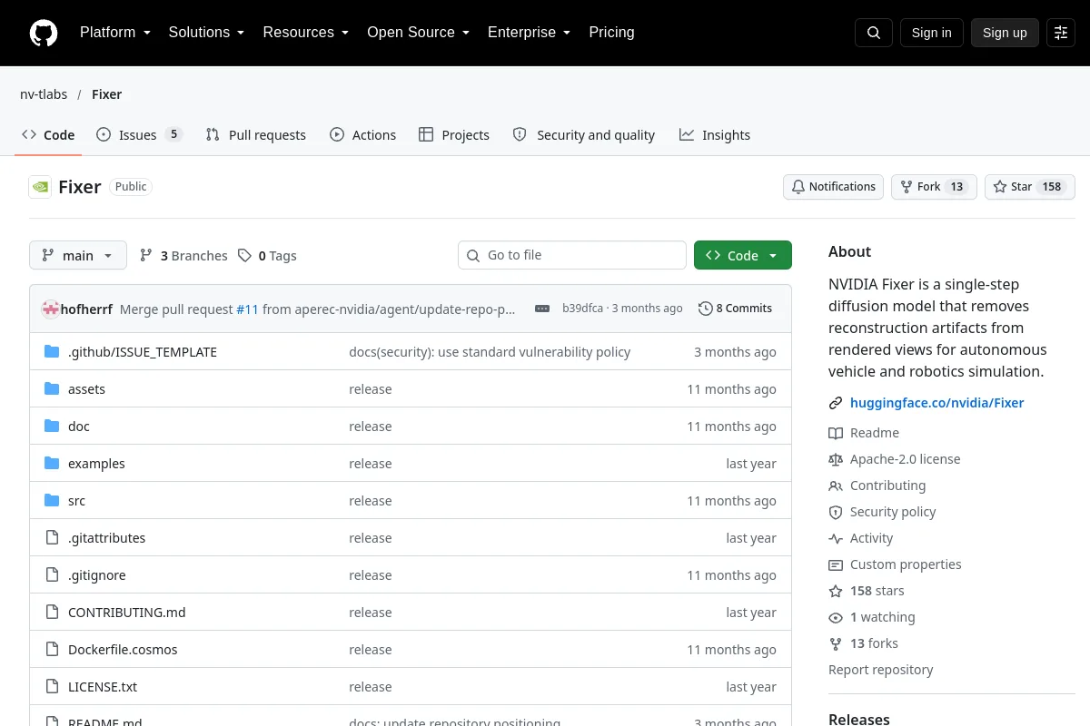 Fixer · nv-tlabs website or repository screenshot