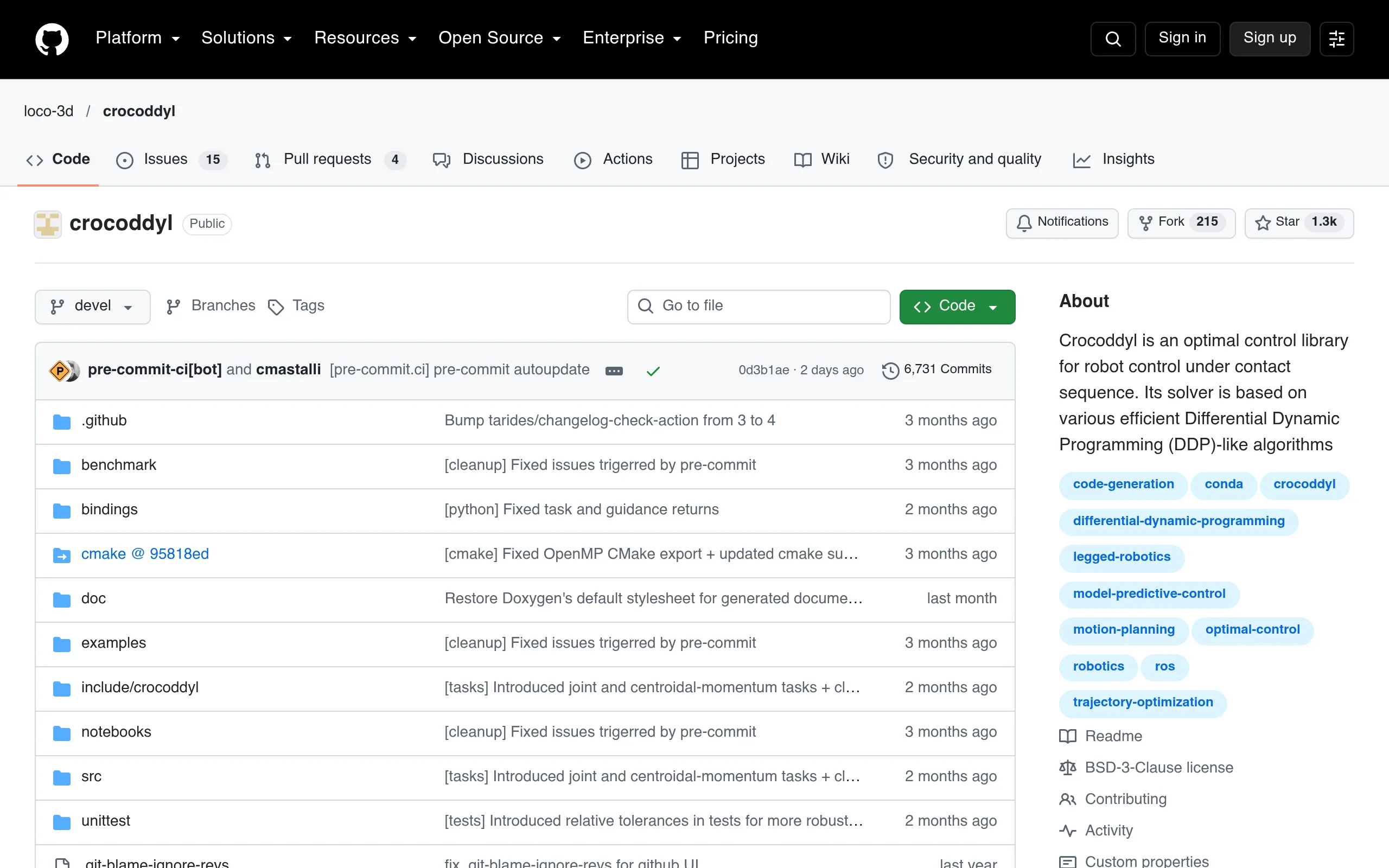 Crocoddyl website or repository screenshot