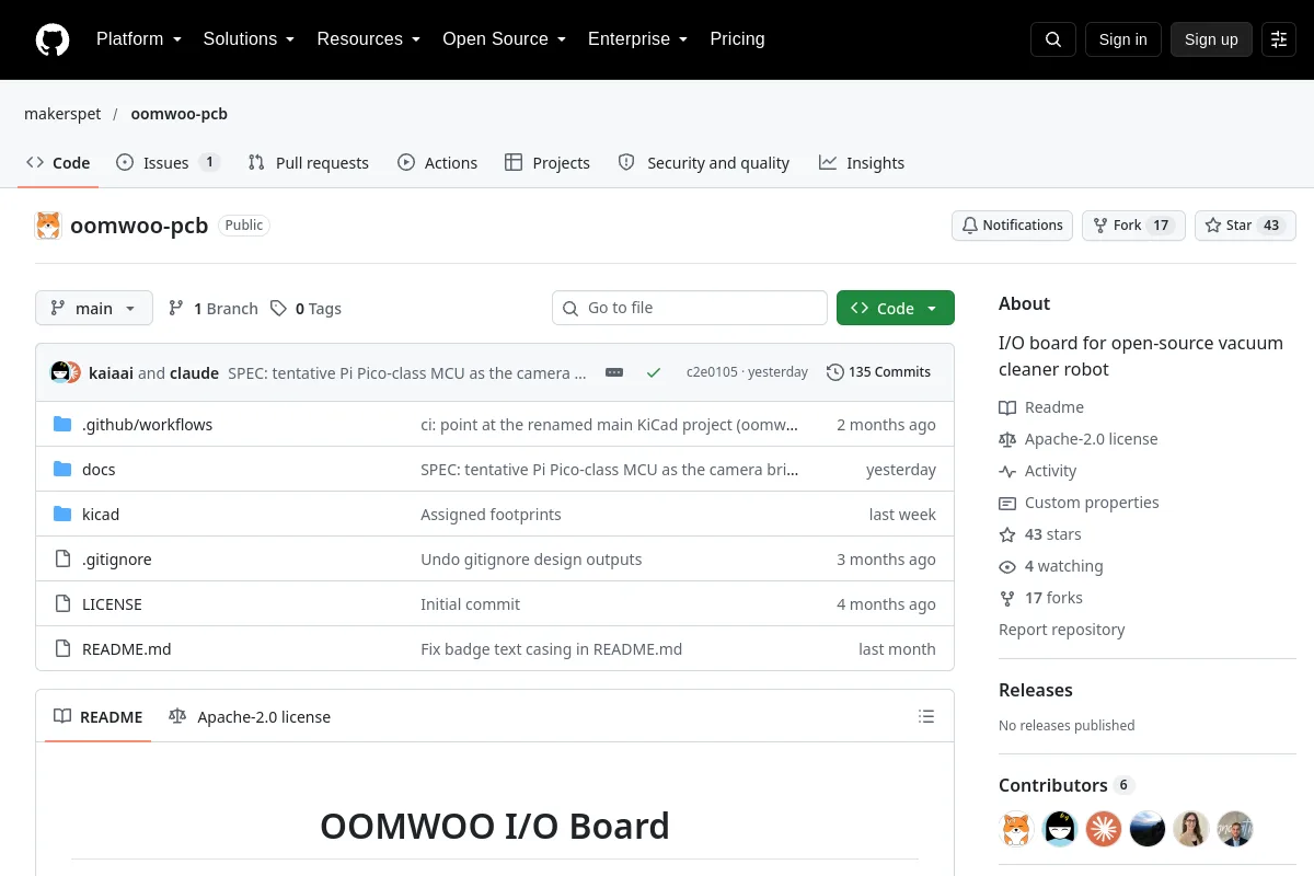 oomwoo-pcb · makerspet website or repository screenshot