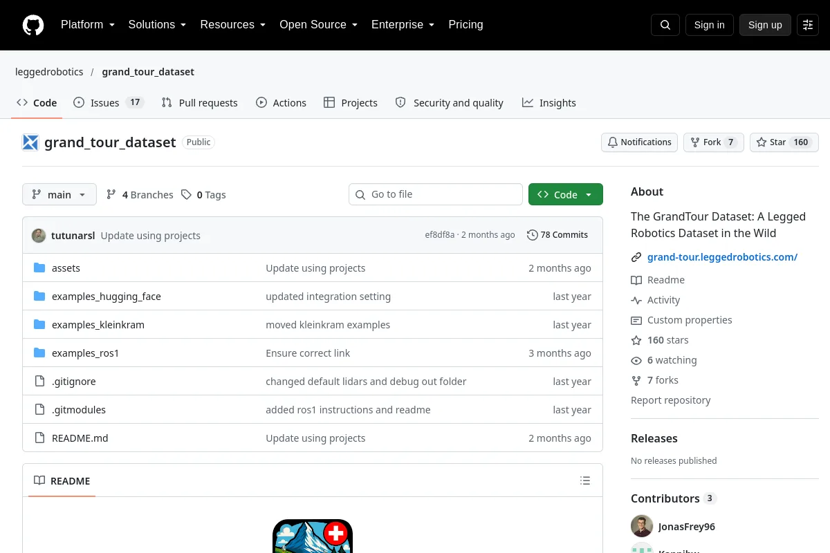 grand_tour_dataset · leggedrobotics website or repository screenshot