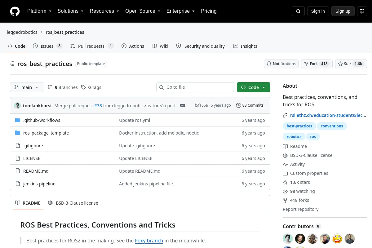 ros_best_practices · leggedrobotics website or repository screenshot