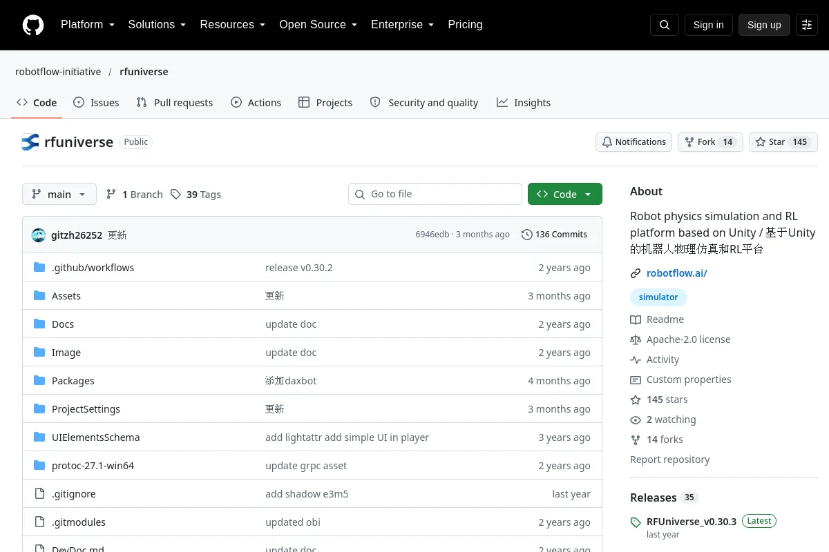 rfuniverse · robotflow-initiative website or repository screenshot