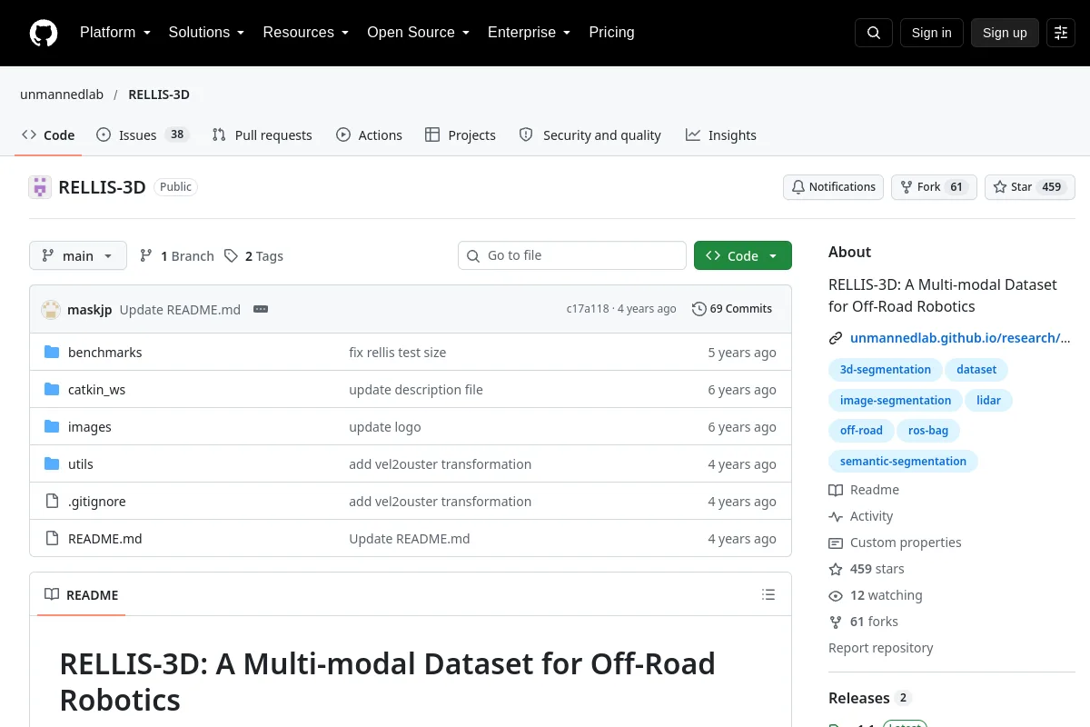 RELLIS-3D · unmannedlab website or repository screenshot