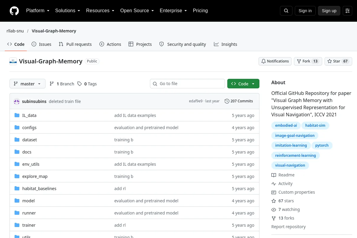 Visual-Graph-Memory · rllab-snu website or repository screenshot