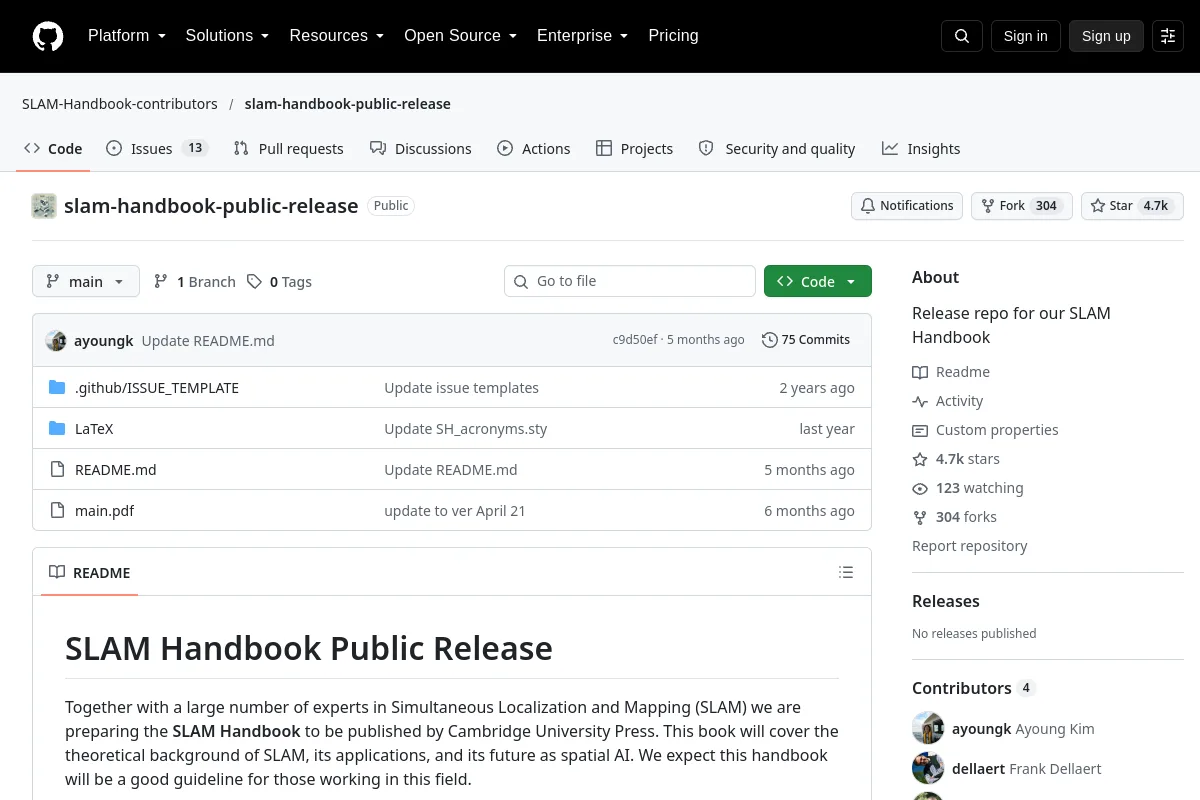 slam-handbook-public-release · SLAM-Handbook-contributors website or repository screenshot