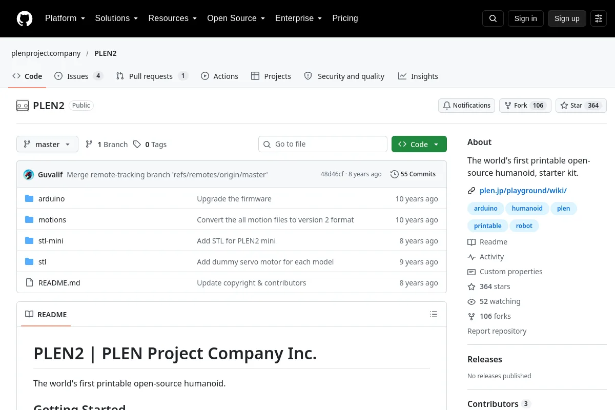 PLEN2 · plenprojectcompany website or repository screenshot