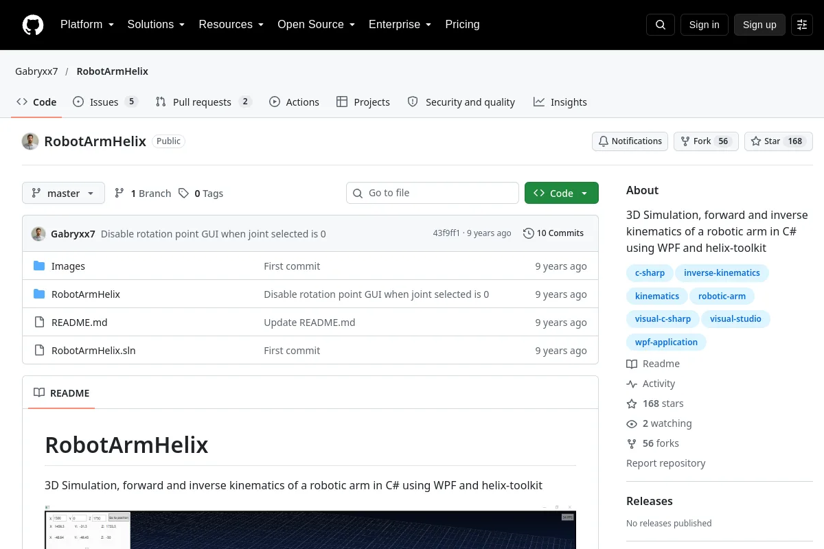 RobotArmHelix · Gabryxx7 website or repository screenshot