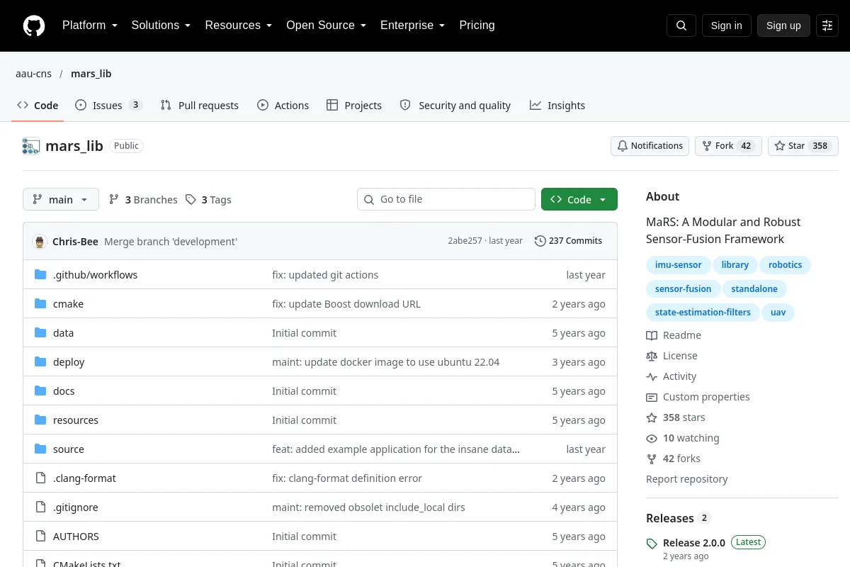 mars lib · aau-cns resource page screenshot