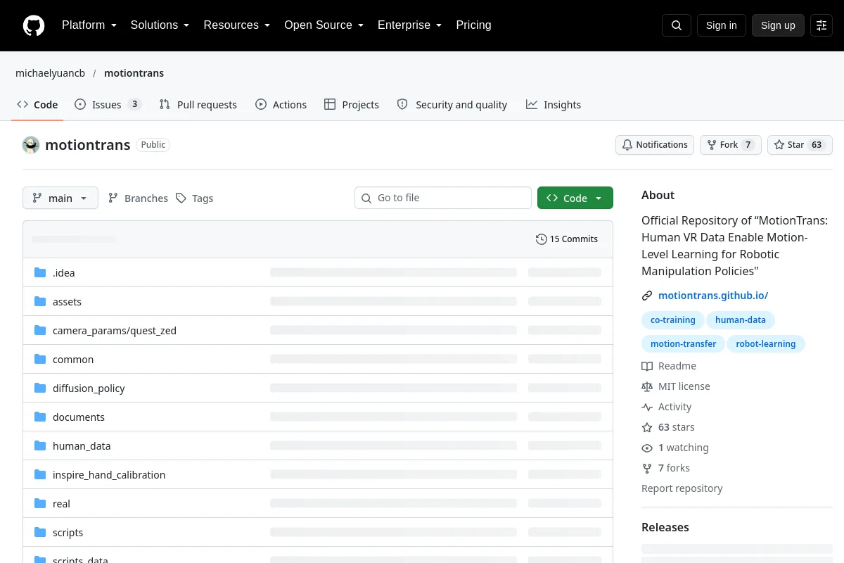 motiontrans · michaelyuancb resource page screenshot