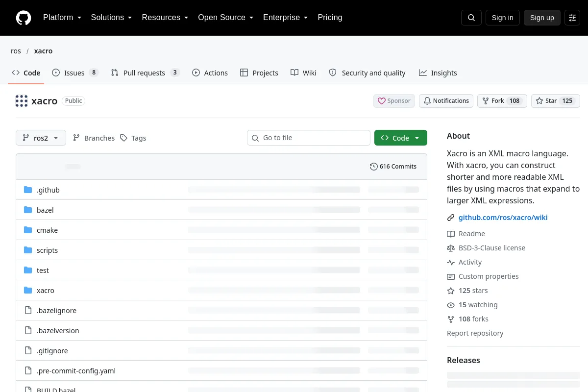 xacro · ros website or repository screenshot