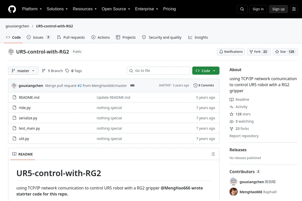 UR5-control-with-RG2 · gouxiangchen website or repository screenshot