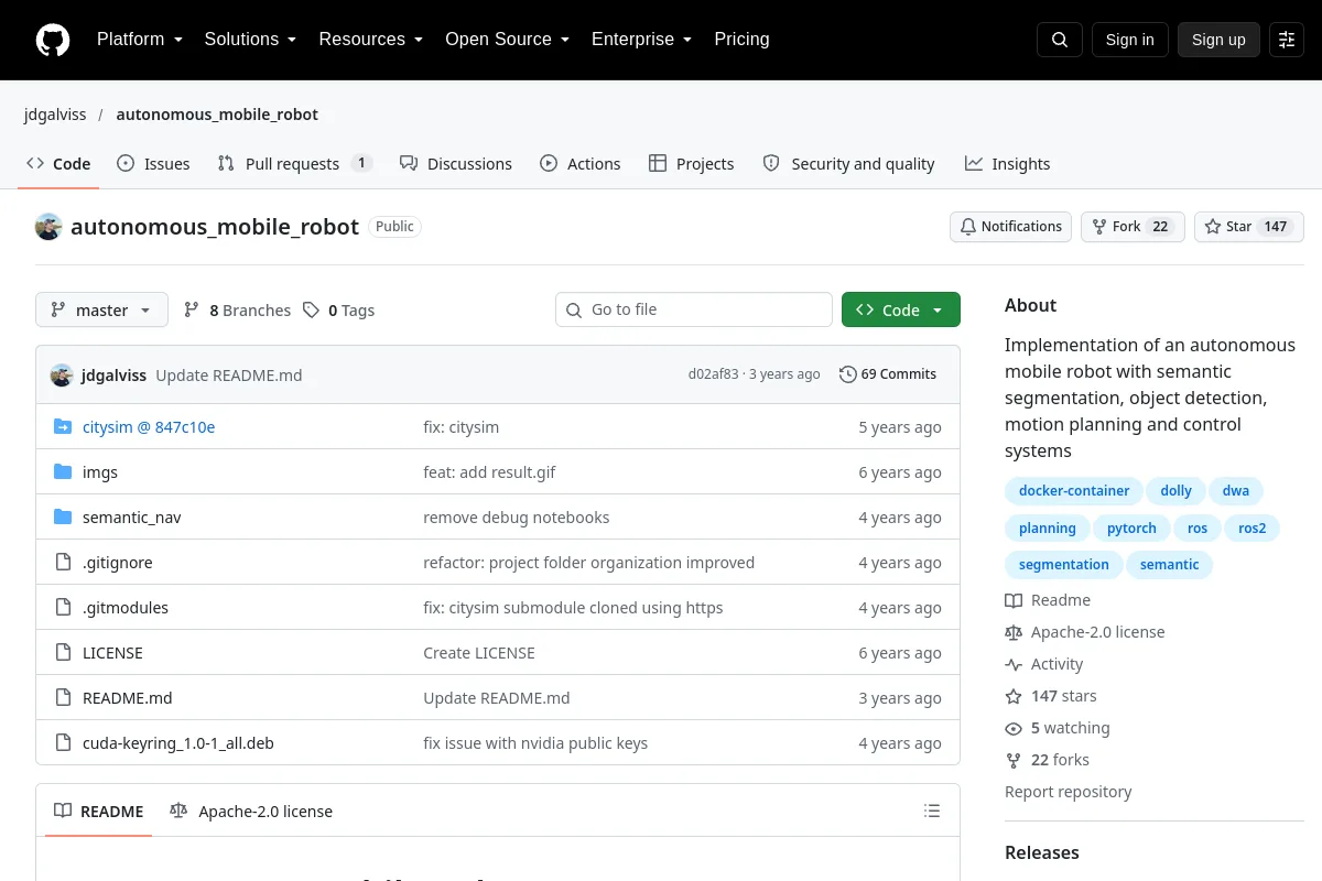 autonomous_mobile_robot · jdgalviss website or repository screenshot