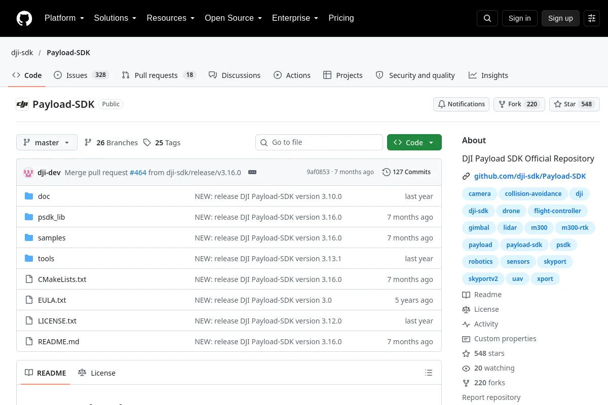 Payload SDK · dji-sdk website or repository screenshot