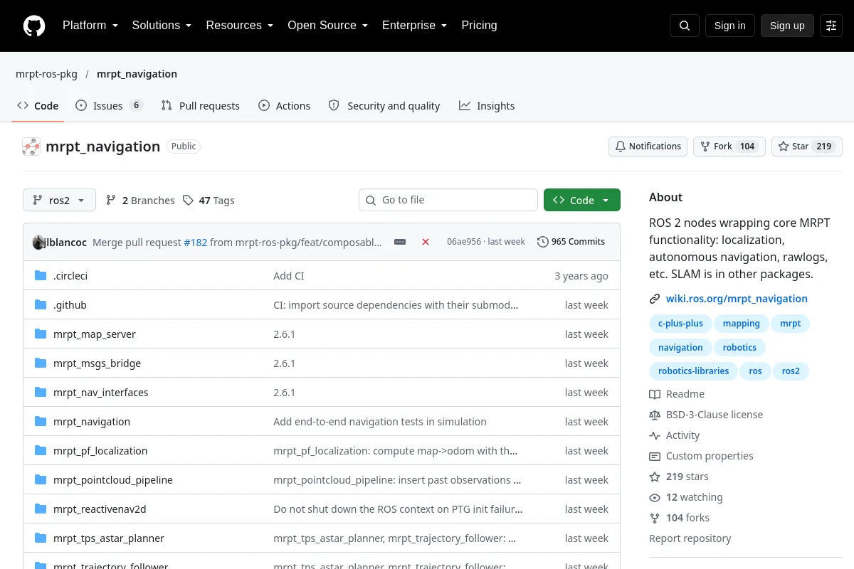 mrpt_navigation · mrpt-ros-pkg website or repository screenshot