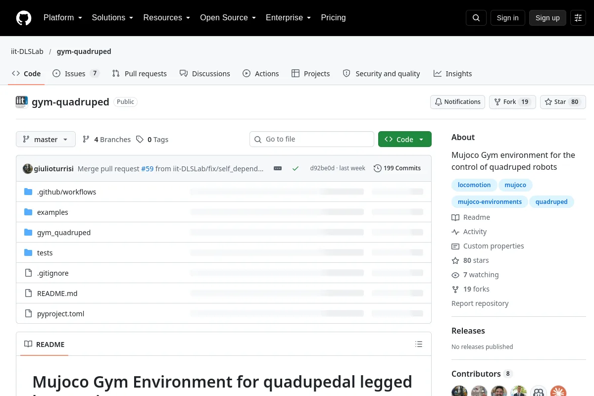 gym-quadruped · iit-DLSLab website or repository screenshot