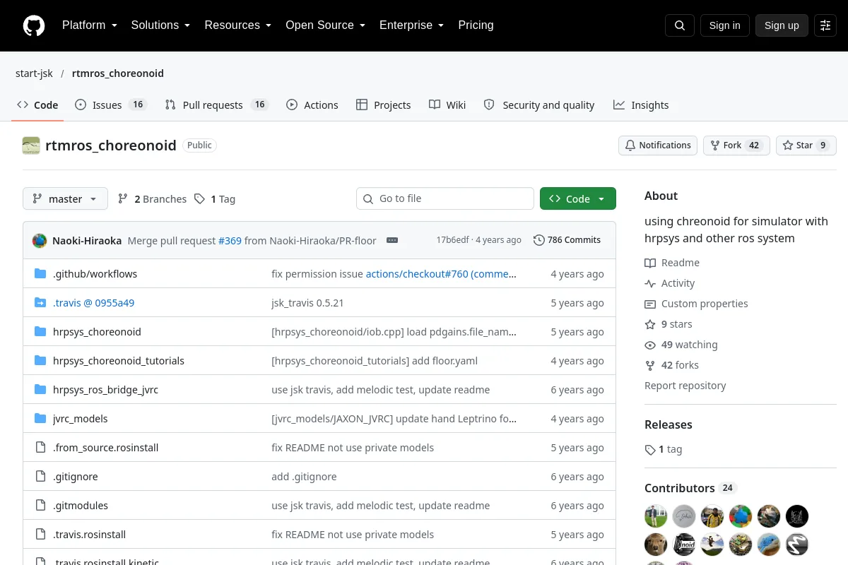 rtmros choreonoid · start-jsk website or repository screenshot