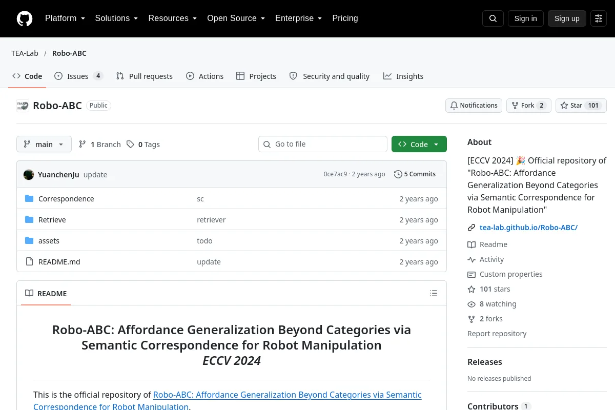 Robo ABC · TEA-Lab resource page screenshot