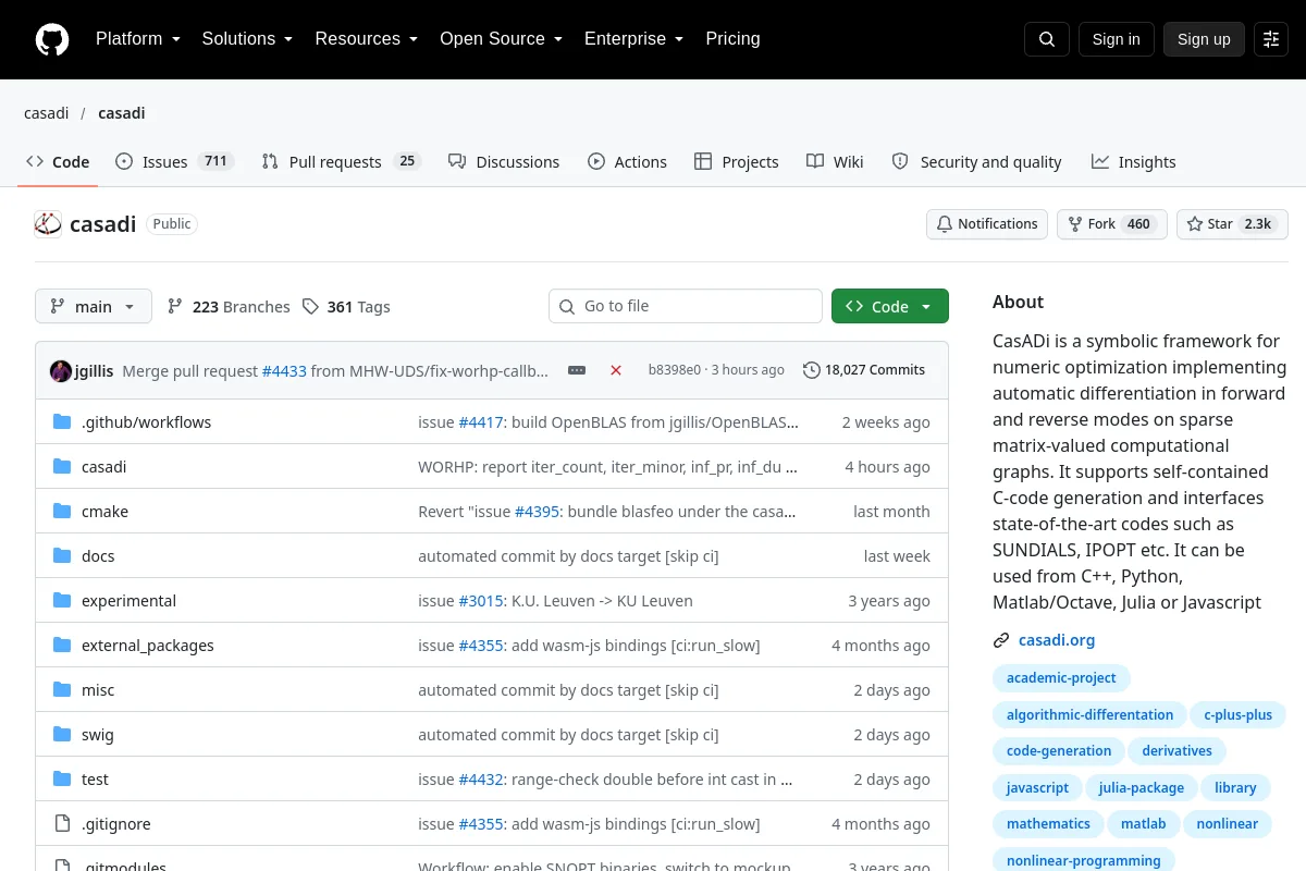 CasADi website or repository screenshot