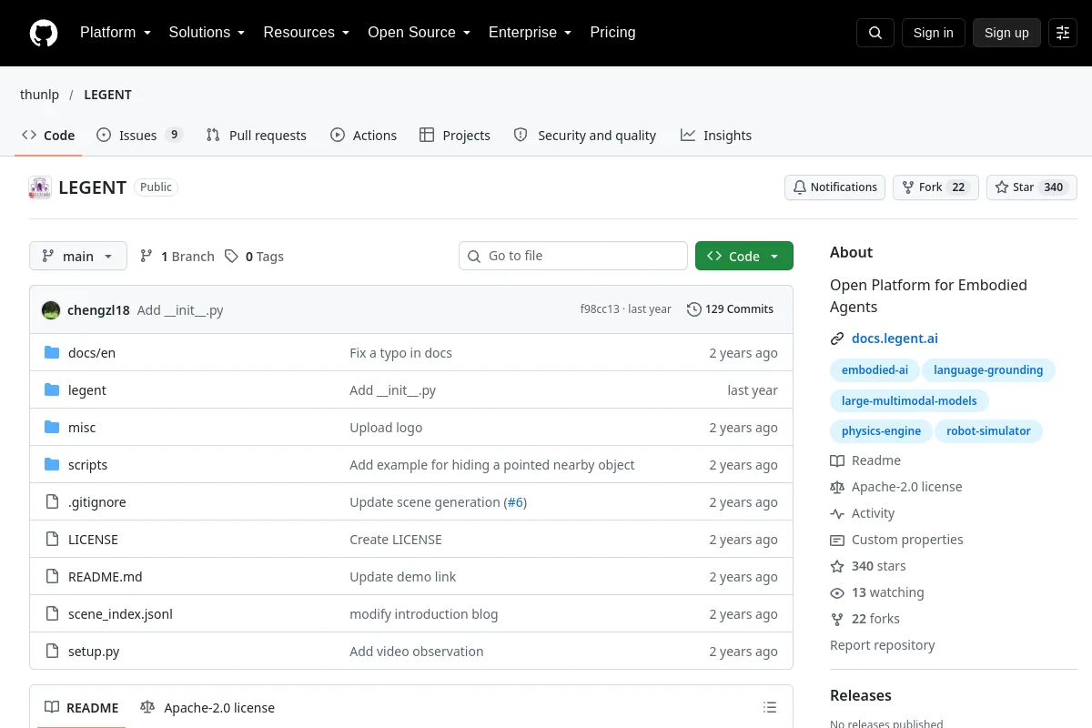 LEGENT · thunlp resource page screenshot