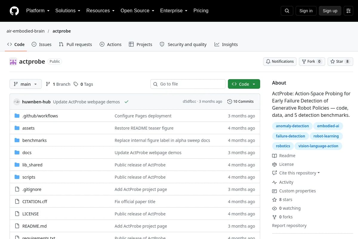 actprobe · air-embodied-brain website or repository screenshot