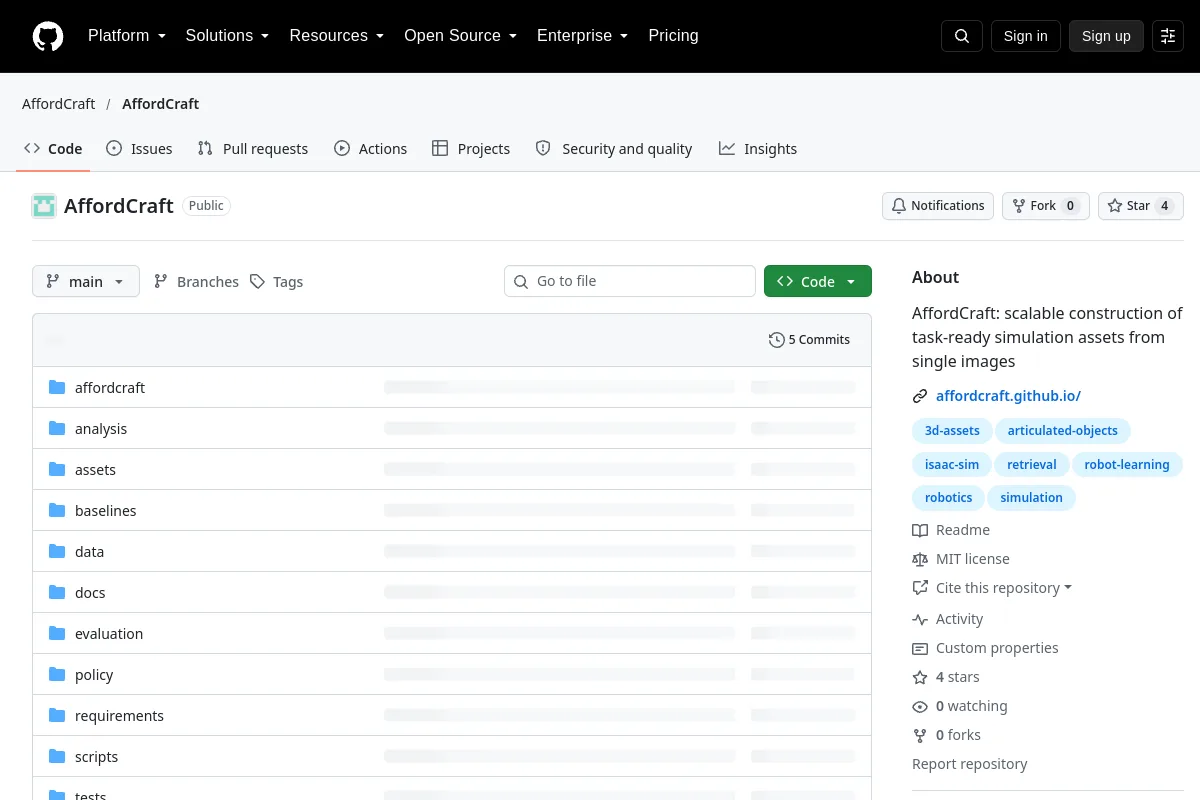 AffordCraft · AffordCraft resource page screenshot