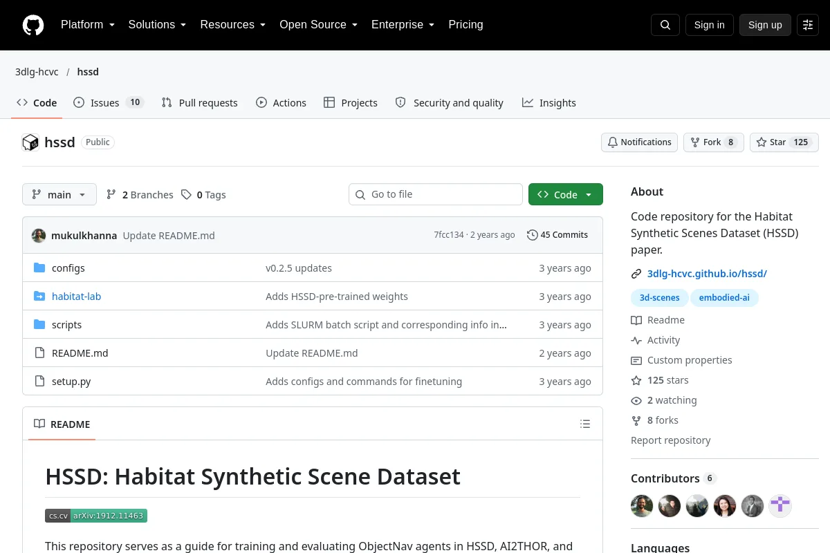 hssd · 3dlg-hcvc website or repository screenshot