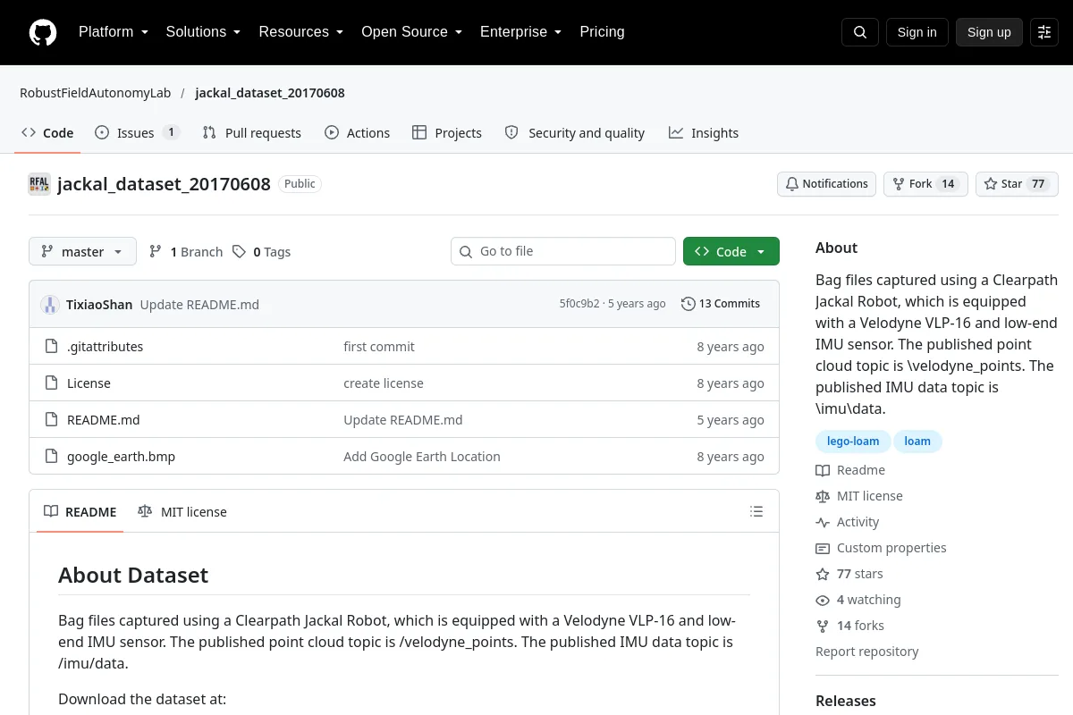 jackal_dataset_20170608 · RobustFieldAutonomyLab website or repository screenshot