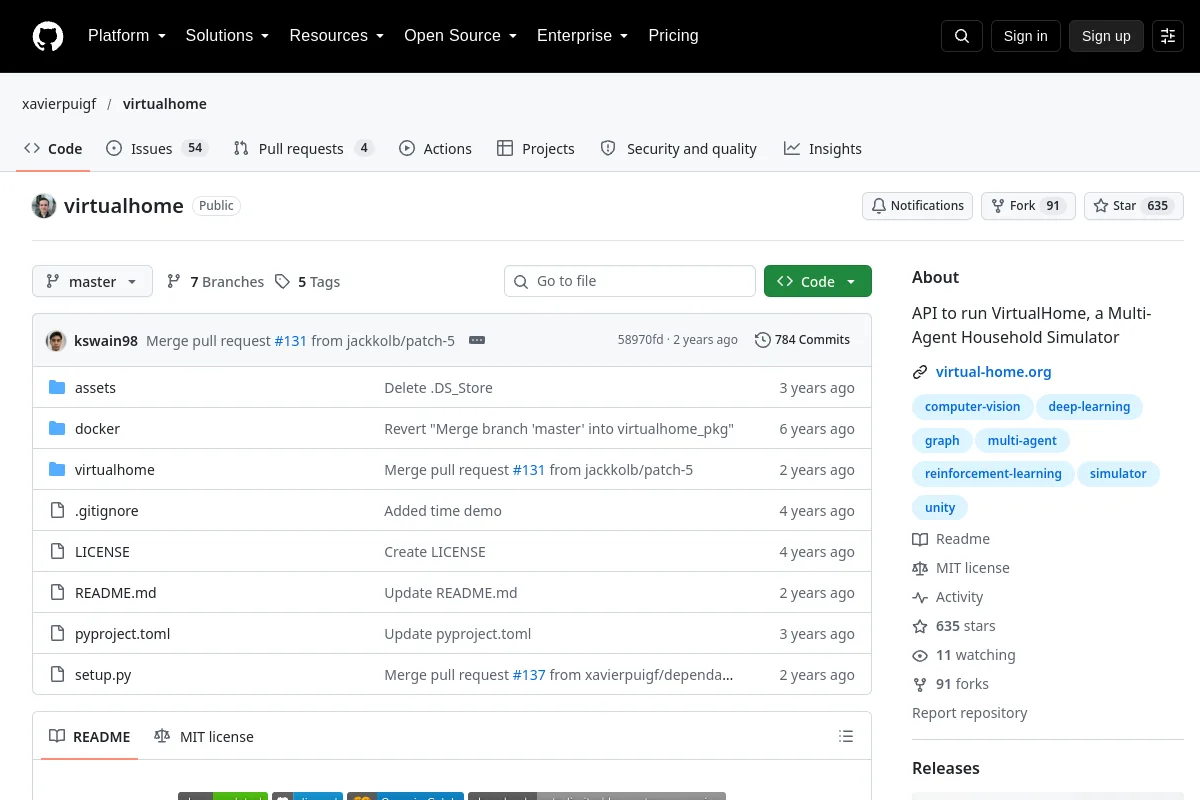 virtualhome · xavierpuigf website or repository screenshot
