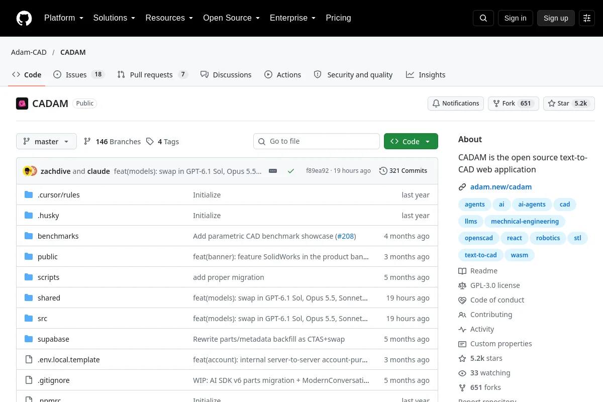 CADAM · Adam-CAD resource page screenshot