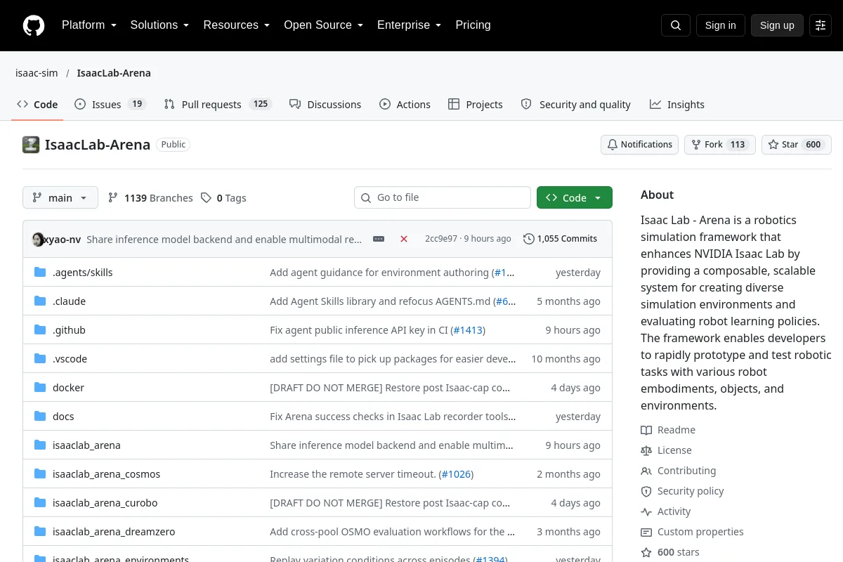 IsaacLab-Arena · isaac-sim website or repository screenshot