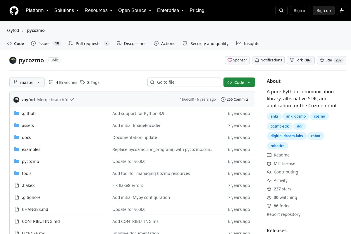 pycozmo · zayfod website or repository screenshot