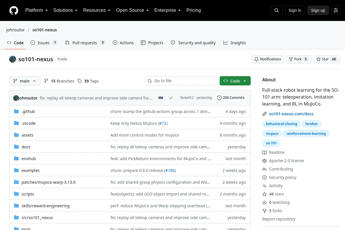 so101 nexus · johnsutor website or repository screenshot