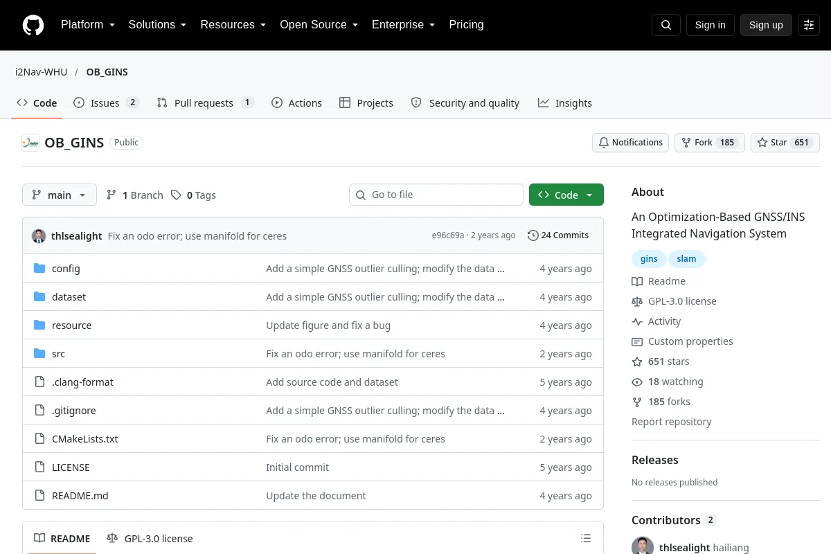 OB_GINS · i2Nav-WHU website or repository screenshot