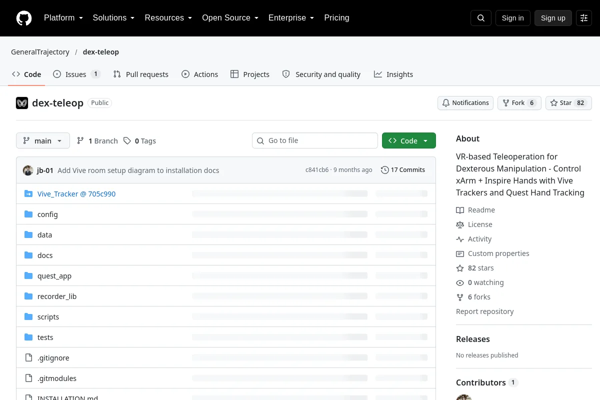 dex-teleop · GeneralTrajectory website or repository screenshot