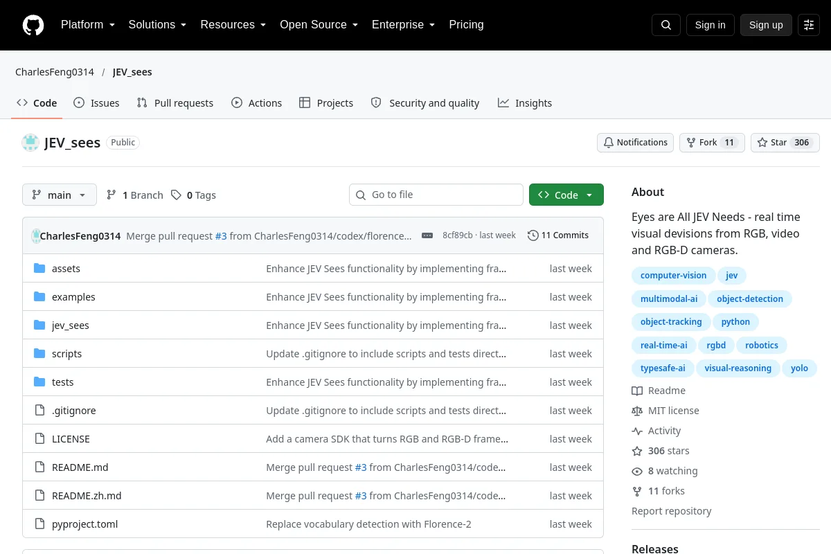 JEV sees · CharlesFeng0314 resource page screenshot