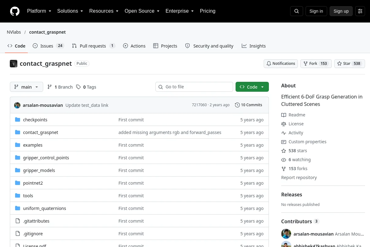 Contact-GraspNet website or repository screenshot