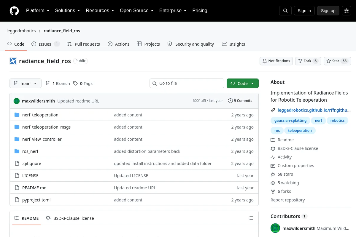 radiance_field_ros · leggedrobotics resource page screenshot