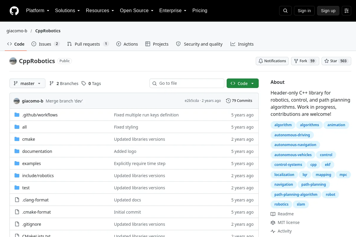 CppRobotics · giacomo-b website or repository screenshot