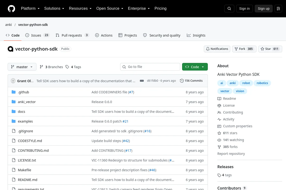 vector python sdk · anki website or repository screenshot