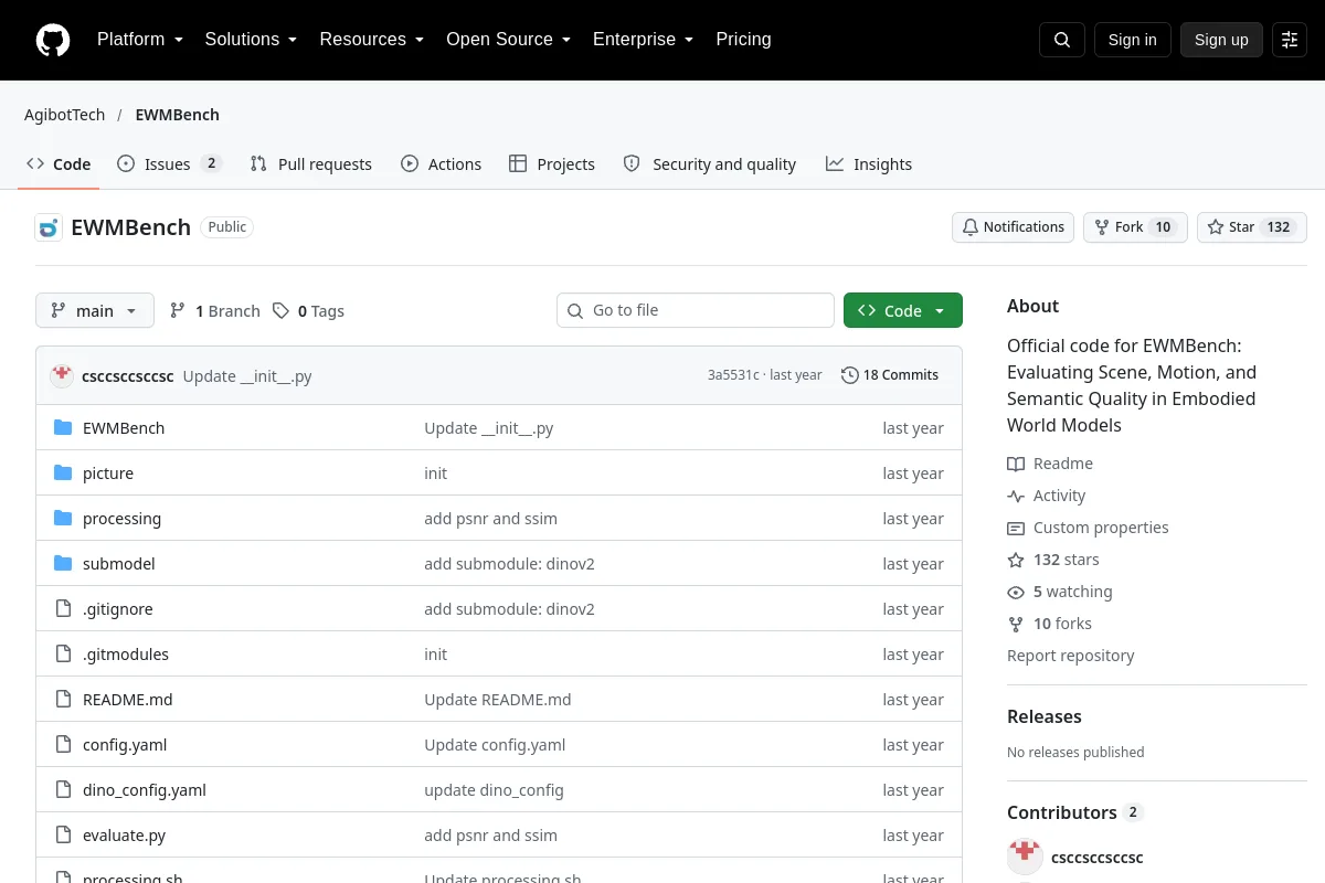 EWMBench · AgibotTech website or repository screenshot