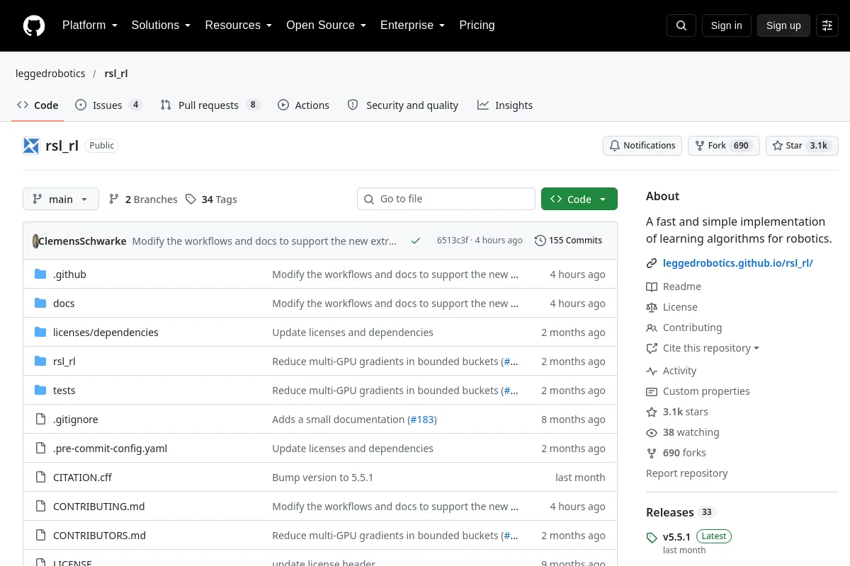RSL-RL website or repository screenshot