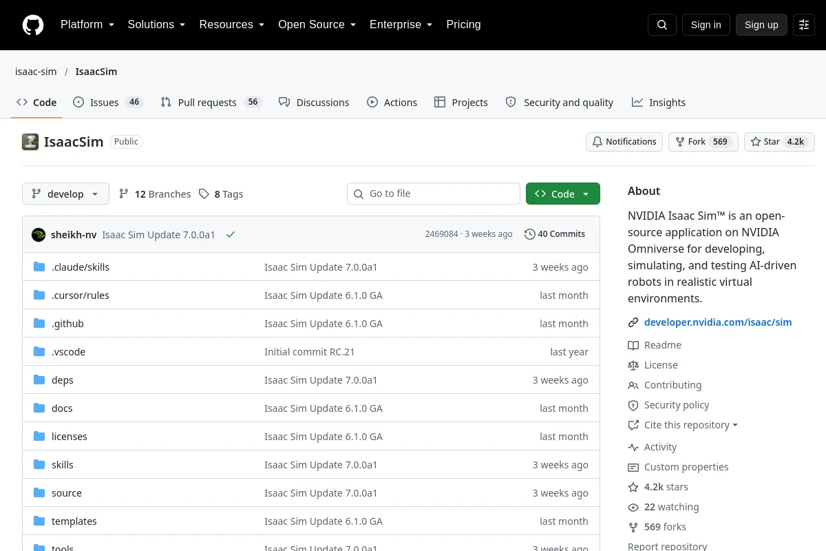 IsaacSim · isaac-sim website or repository screenshot