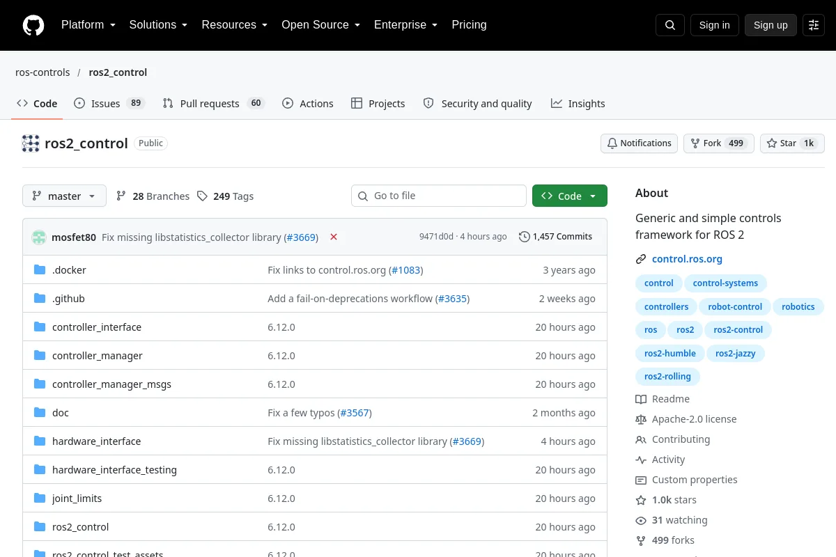 ros2_control website or repository screenshot