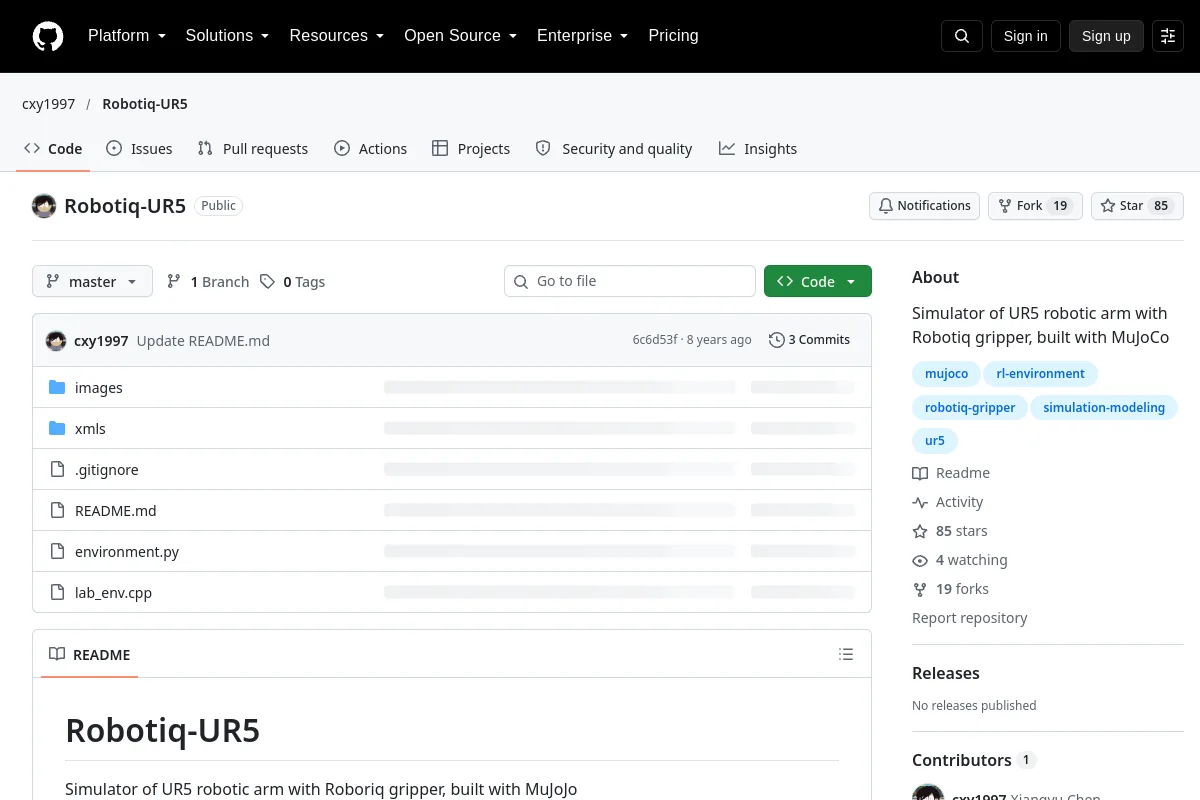 Robotiq-UR5 · cxy1997 resource page screenshot