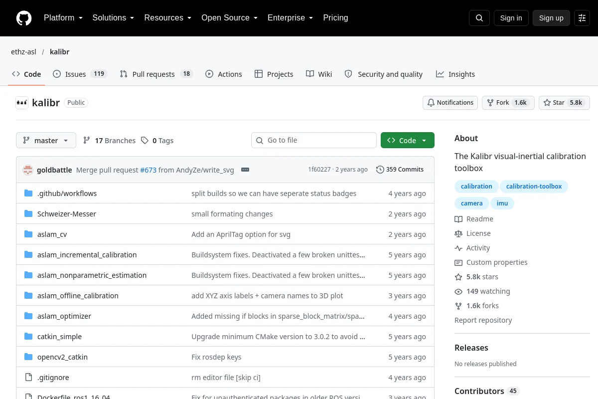 Kalibr website or repository screenshot