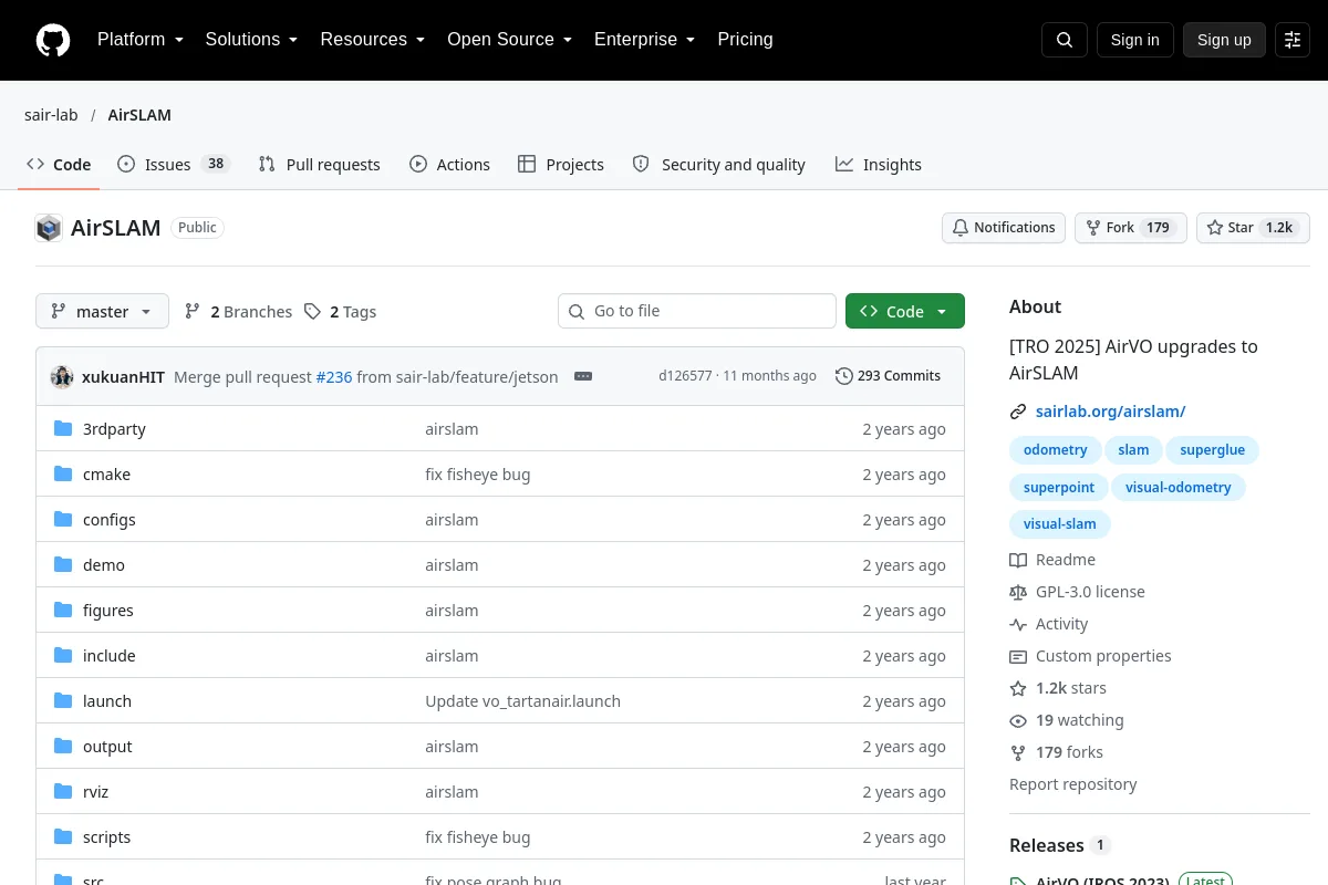 AirSLAM · sair-lab website or repository screenshot