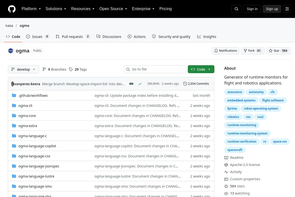 ogma · nasa website or repository screenshot